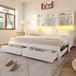 HAUSS SPOLE Slaapbank 90x190 cm - Uitschuifbaar Met Lades, Opbergvakken, Stopcontact En LED-Verlichting - Zonder Matras - Hout En MDF - Wit