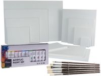 Artist & Co Kinder schilderen/verf set compleet - 4 artikelen - kwasten / verf / 2x canvas doeken van 30 x 30 cm