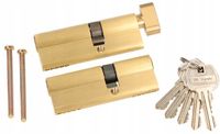 Merkloos 2x Cilinderslot met 1 Sleutel Systeem - 50x35mm Messing