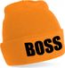 Bellatio Decorations Boss tekst muts / beanie - onesize - oranje
