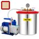 VEVOR Vacuümpomp 141 l/min, 19 l, vacuümkamer met eentraps rotatiepomp, 5 CFM 1/3 HP HVAC luchtgereedschapsset voor het stabiliseren van hout, ontgassing van siliconen, epoxy