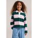 WE Fashion gestreepte polo - lichtroze/donkergroen
