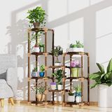 Merkloos / Sans marque K4- Potplantenstandaard voor binnen en buiten, plantenrek met meerdere verdiepingen, houten planten organizer, tentoonstellingsstandaard voor balkon, gazon, terras, woonkamer, kantoor
