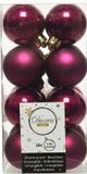 Decoris kleine kerstballen - 16x st - framboos roze - 4 cm - kunststof