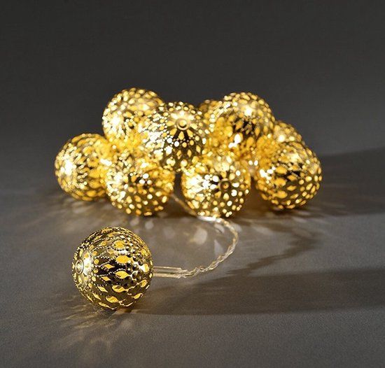 Konstsmide Kerstverlichting binnen 3157-803 - Goud - 10 lampjes - LED - Batterij
