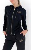 Emporio Armani EA7 huispak met gouden logo en gouden studs Zwart Maat L