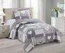 Brilliant Sunshine Grijze hart liefde patchwork, 2-delige dekbedovertrekset met 1 sham, omkeerbare sprei, zachte lichtgewicht sprei, het hele seizoen, twin, grijs