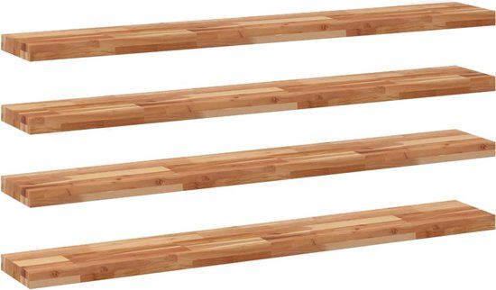vidaXL Floating Shelves - Set of 4 - 160x20x4 cm - Acacia Wood - Dark Brown