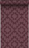 Origin Wallcoverings Vliesbehang linnen-look aztecpatroon aubergine paars - 50 x 900 cm