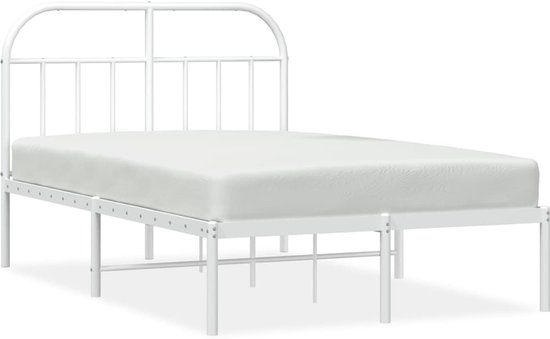 vidaXL Bedframe met hoofdbord metaal wit 120x190 cm