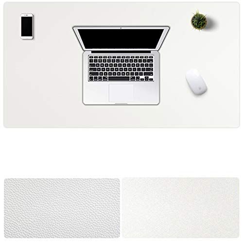 LL-COEUR Grote Kunstleer Waterbestendig Muismat Dubbelzijdig Computer Kantoor Bureaulegger (600 x 300 x 2 mm, Wit)