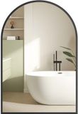 Songmics Wandspiegel - 91x61 cm - Gebogen - Zwart Aluminium Frame