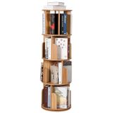 Garvee Houten roterende boekenplank 4 niveaus, 360 ° staande boekenkast multifunctionele opbergorganizer voor woonkamer, kinderen en volwassenen