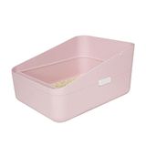 Sfozstra Open kattenbak, voorkomt zandlekkage, duurzame hoge zijwaartse kattenbak voor kleine katten, veilige en geurige kattenbak, verwijderbare kattenbak, gemakkelijk schoon te maken (roze, M)