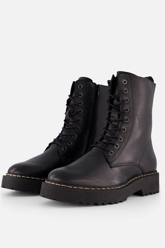 Cellini Veterboots Zwart Leer - Maat 36
