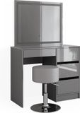 Vicco Kaptafel set met kruk Sherry, Grijs, 90 cm met LED-spiegel en kruk