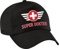 Bellatio Decorations Super dokter pet zwart voor dames en heren - zorgpersoneel baseball cap - waardering / steun petten