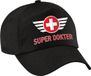 Bellatio Decorations Super dokter pet zwart voor dames en heren - zorgpersoneel baseball cap - waardering / steun petten
