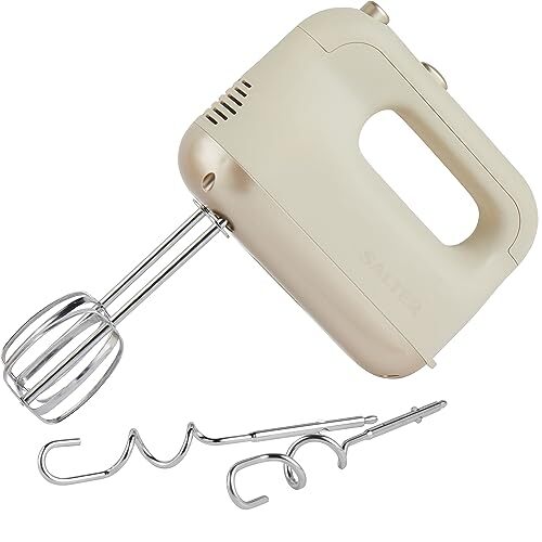 Salter Salter EK5512SBOVDE Bakes Hand Mixer – Electric Whisk for Baking with 5 Speed Settings, Eject Function to Change Attachments Easily, Includes 2 Mixing Beaters, 2 Dough Hooks and a Balloon Whisk, 250W