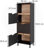 Vicco Marelle Bahut – 60 x 169.5 cm avec 4 compartiments anthracite/artisan