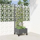 vidaXL Jardinière avec treillis et roulettes gris clair PP