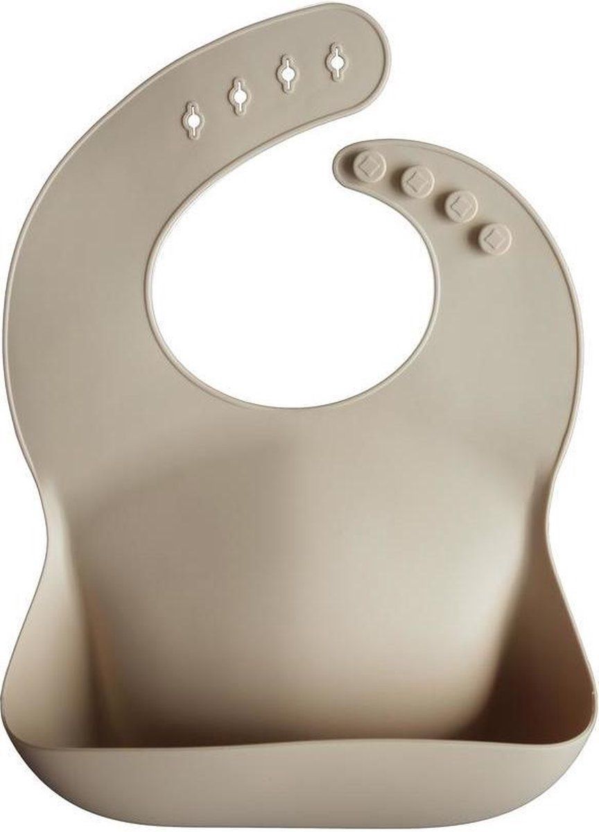 Mushie Siliconen Baby Slabbetje met Opvangbakje | Shifting Sand