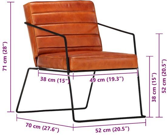 vidaXL Fauteuil Echt Leer Tan