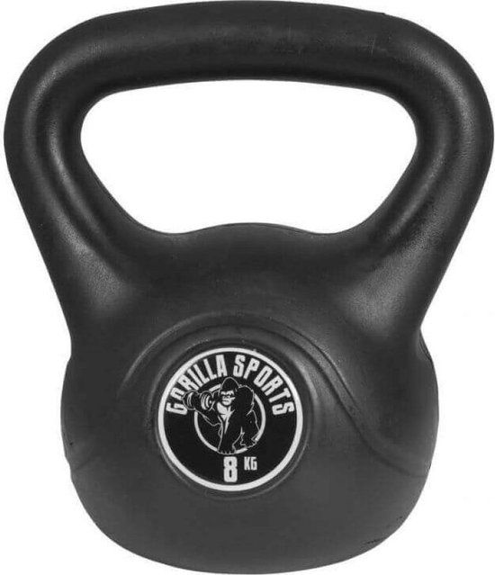 Gorilla Sports Kettlebell - Kunststof - 8 kg - Zwart