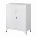 JOYFURNOS Armoire de rangement en acier blanc mat verrouillable, 80 x 40 x 90 cm, 2 portes, Étagères profondes, Usage polyvalent - Idéale pour garage, bureau, étude ou salon