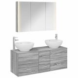 vidaXL Badkamermeubelset 4 st Grijs Sonoma Bewerkt hout en glas