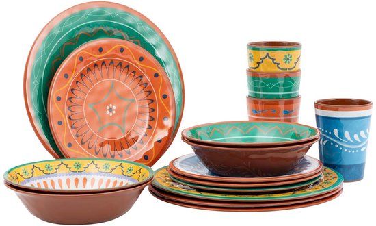 Bo-Camp Servies - Fiesta - 16-Delig - Melamine