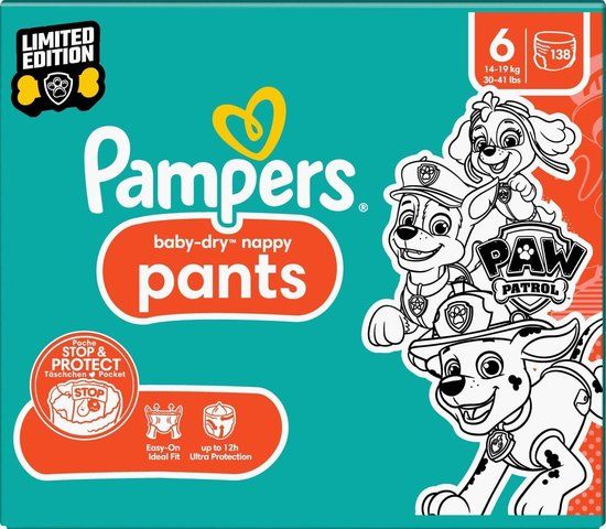 Pampers Baby Dry Nappy Pants - Maat 6 (14-19 kg) - Paw Patrol - 138 stuks