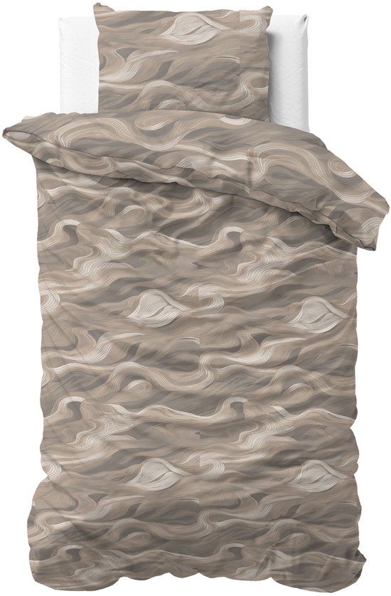 Sleeptime Dekbedovertrek Whirl - Eenpersoons - 140x220 cm - Taupe