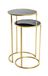 HAKU Salontafel ronde bijzettafel met glasplaat set van 2 goud zwart metaal veiligheidsglas 5 mm - Maat: H 50/60 cm x Ø 30/35 cm, Stijl: Glam