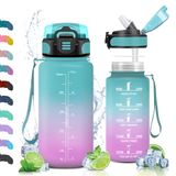 Vikaster Drinkfles met rietje, 0,5 l, lekvrij, BPA-vrij, sportfles voor school, camping, yoga, gym, outdoor