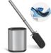Homeasy Toiletborstel Silicone avec Support Inox - Montage Mural et Utilisation Debout - Gris