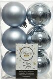 Decoris Kerstballen - 12 stuks - Grijsblauw - 6 cm - Kunststof - Mat/Glans