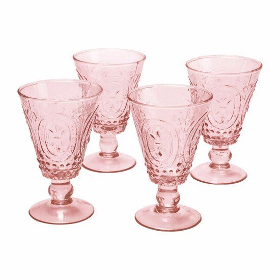 LOBERON Sarton Wijnglas set van 4 roze