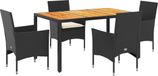 vidaXL 5-delige tuinset met kussens, polyrattan en acaciahout, zwart
