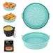 Alyvisun Air Fryer Silicone Pot, 2 Stuks Airfryer Pan Liners Herbruikbare Heteluchtfriteuse Mand Rond Opvouwbare Tray Rack Accessoires Basket voor Air Fryers, Magnetron, Oven (Blauw)