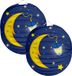 Folat Lampion maan - 2x - 22 cm - donker blauw - papier