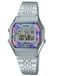 Casio Vintage LA680WA-2C - Dameshorloge - Digitaal - Retro Design - Ø 29 mm - Edelstaal - Turquoise Bloemenprint / Zilver