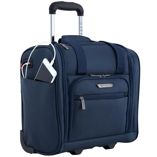 TPRC handbagage onder de zitting, 38,1 cm, met USB-laadaansluiting, Marineblauw