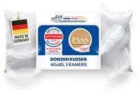 AM Qualitätsmatratzen DormiGood - Premium donskussen 40 x 80 cm 100% natuurlijk - 3 compartimenten hoofdkussen 40x80 540g extra zacht - Hoogwaardig inlegwerk van katoen