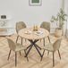 Ensemble de repas, 5 pièces - Table à manger ronde avec 4 chaises - Design moderne et minimaliste - Chaises rembourrées - Cadre en métal - Adapté à la salle à manger et à la cuisine - Vert