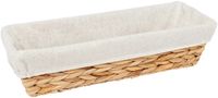 5Five Panier à pain tressé en rotin - naturel - 39 x 14 x 9 cm - rectangulaire - avec tissu de couverture blanc