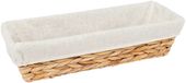 5Five Panier à pain tressé en rotin - naturel - 39 x 14 x 9 cm - rectangulaire - avec tissu de couverture blanc
