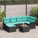 Prolenta Maison Exclusive Tuinset - 7-delig, Zwart/Turquoise, Polyrotan