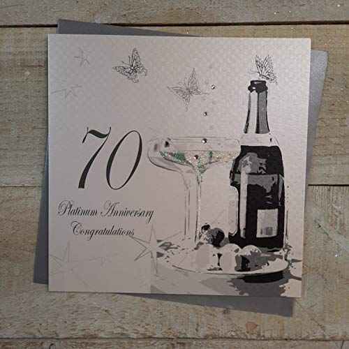 WHITE COTTON CARDS Champagne en chocolade, 70 platina verjaardag handgemaakt 70 verjaardag kaart congratulations"