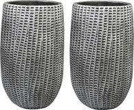 Ter Steege Vase Feico - Noir/Aspect Métal - Béton - D15 x H24 cm